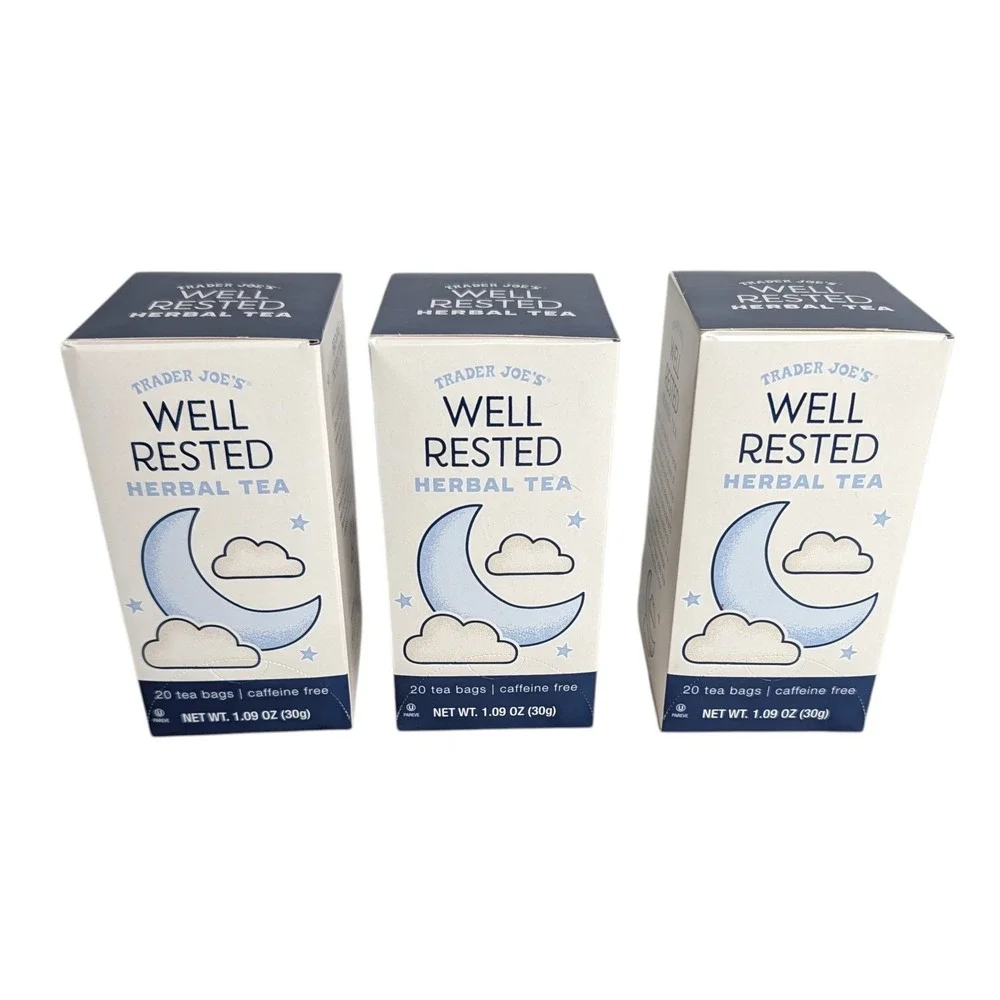 Lot of 3 Boxes Trader Joe's Well Rested Chamomile Herbal‎ Tea 20 Tea Bags Each